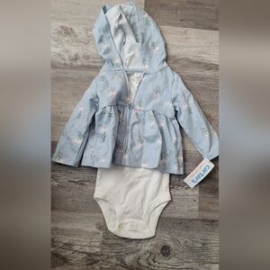 Carters 9m onesie with zipped Hoodia NWT